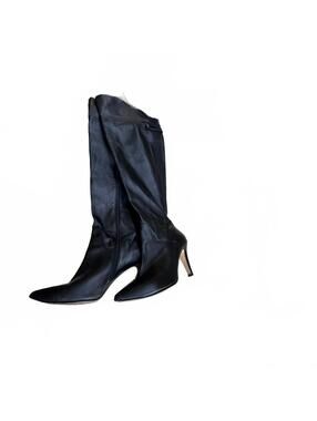 VTG Ros Hommerson Black Leather Over The Knee OTK Stiletto Boots Wide Calf 10.5W